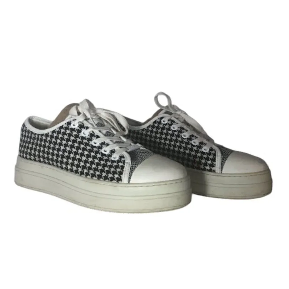 J/SLIDES NYC Nate Sneakers Women's Size 8.5 Black Houndstooth Platform Shoes